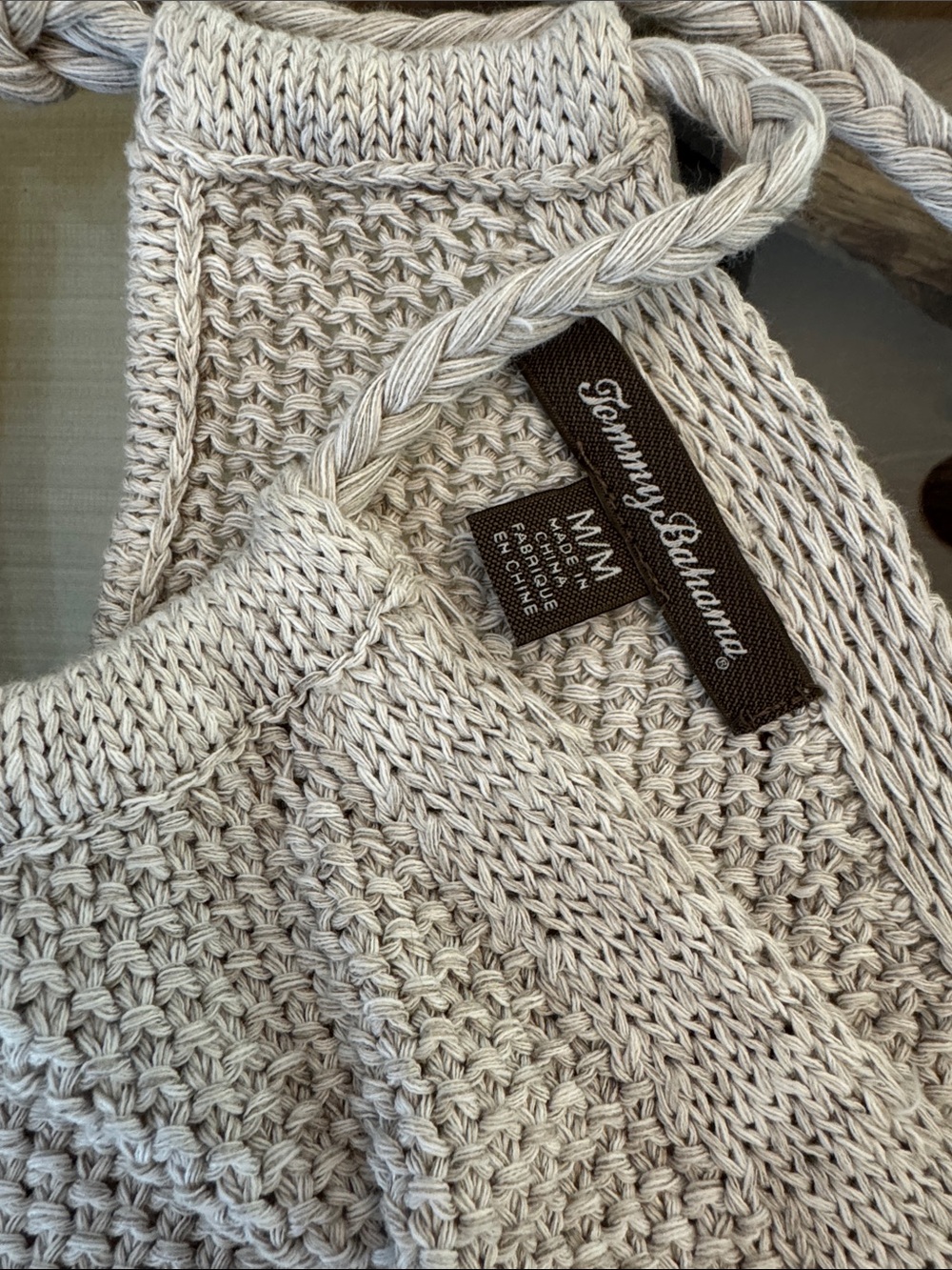Tommy Bahama Natural/Cream Knit Tie halter Sweater size medium